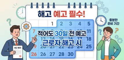 사용자가 근로자를 해고하려면 적어도 30일 전에 예고를 해야 한다는 규정