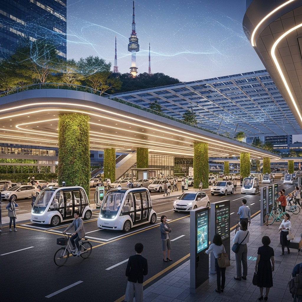 a smart mobility hub in downtown Seoul