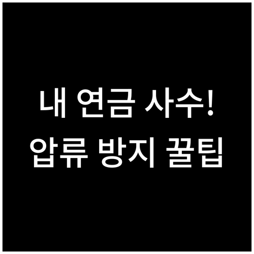 내 연금 지키는 법 압류방지 전용계좌..