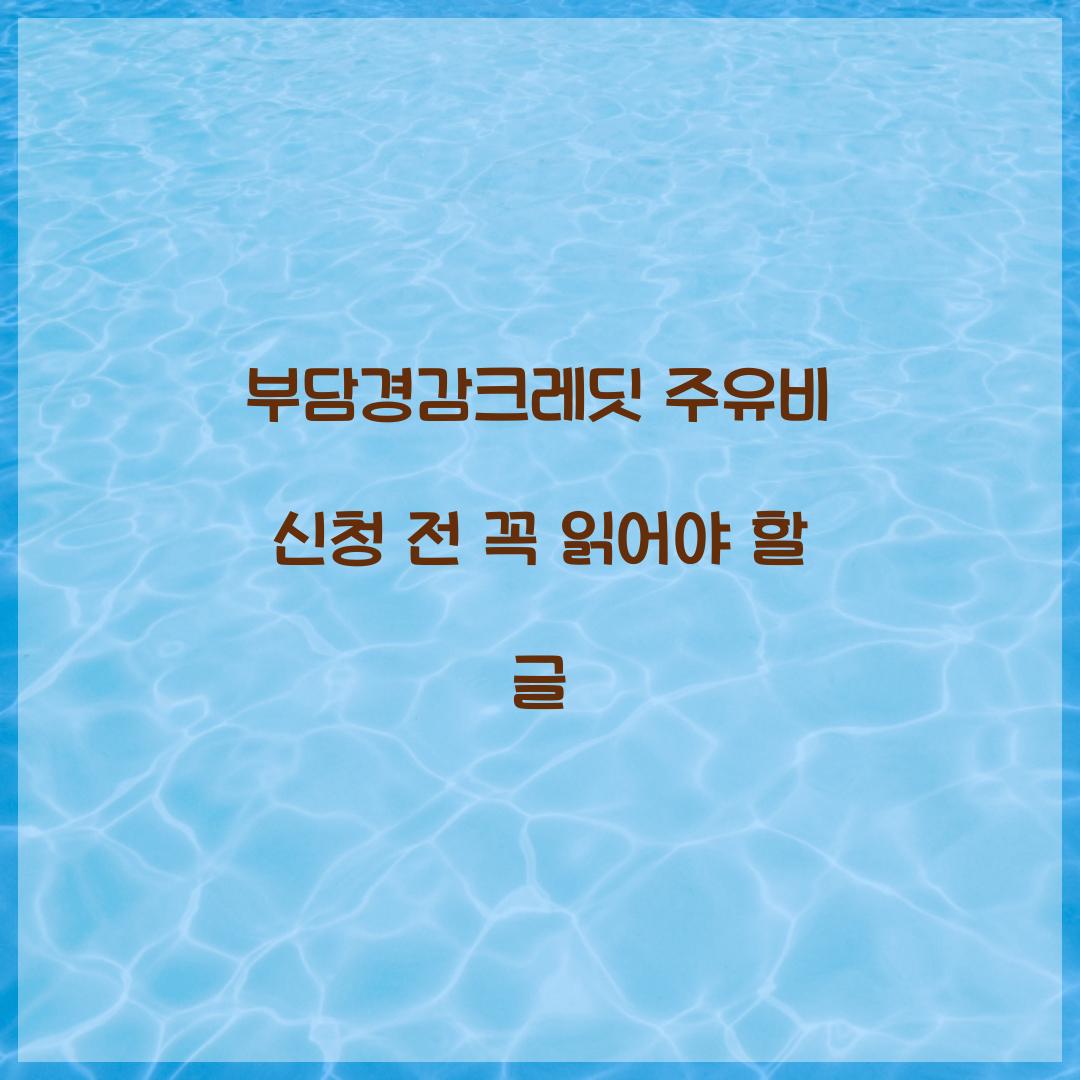 부담경감크레딧 주유비 신청 전 꼭 읽어야 할 글