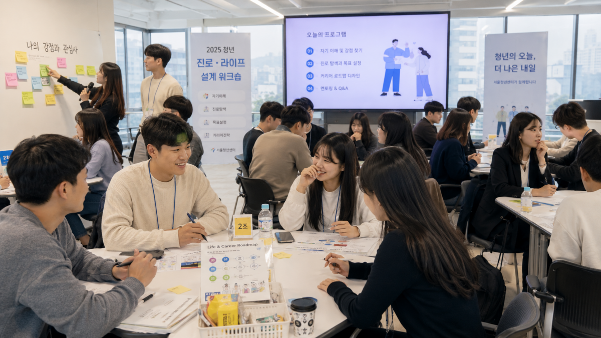 서울시 청년인생설계학교 참가자들이 진로 설계 워크숍에 참여하는 모습