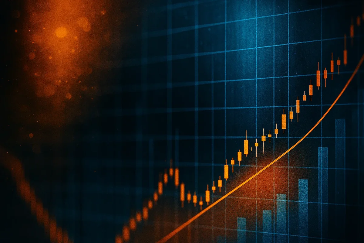 상승하는 금융 차트와 봉차트 그래프