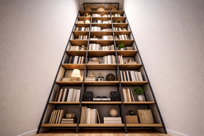 좁은 원룸 공간을 극대화하는 슬림한 모듈형 가구 배치.