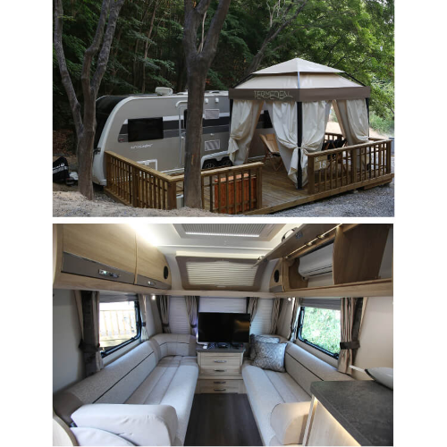 이천 테르메덴 숙소 카라반 스탠다드 외부, 실내 모습