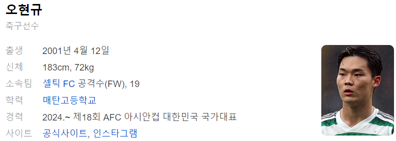 오현규 프로필_출처 : 다음 인물검색