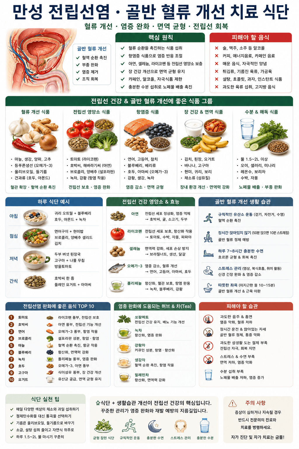만성 전립선염 골반 혈류 개선 치료 식단
