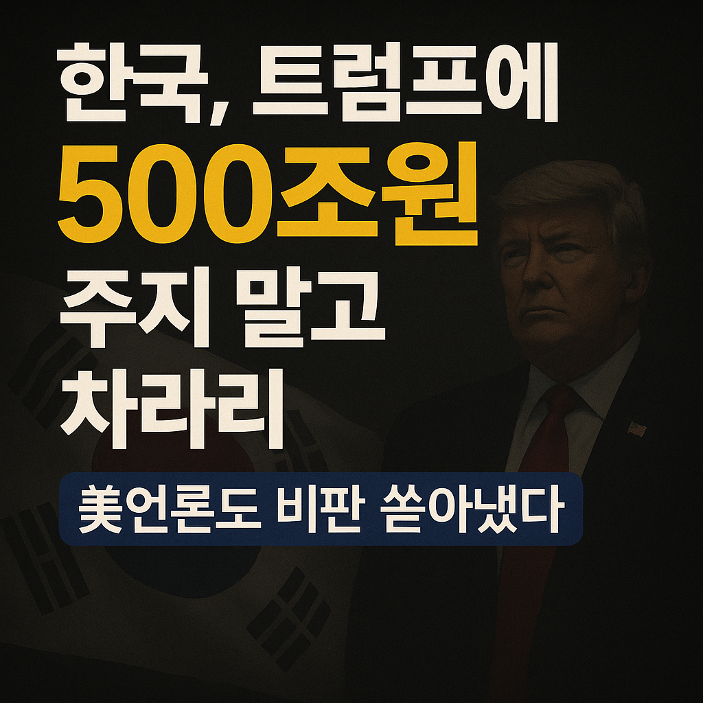한국과 미국의 관세&middot;투자 협상을 상징하는 어두운 톤 뉴스형 썸네일 이미지