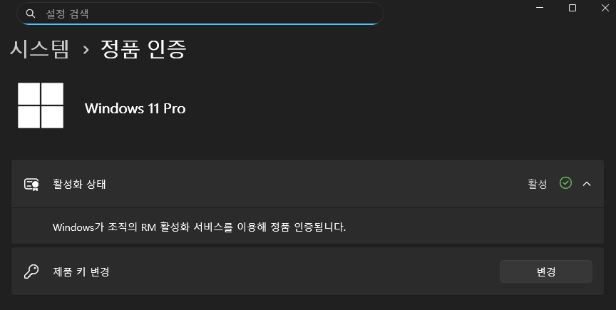 윈도우11 무료 정품인증 확인