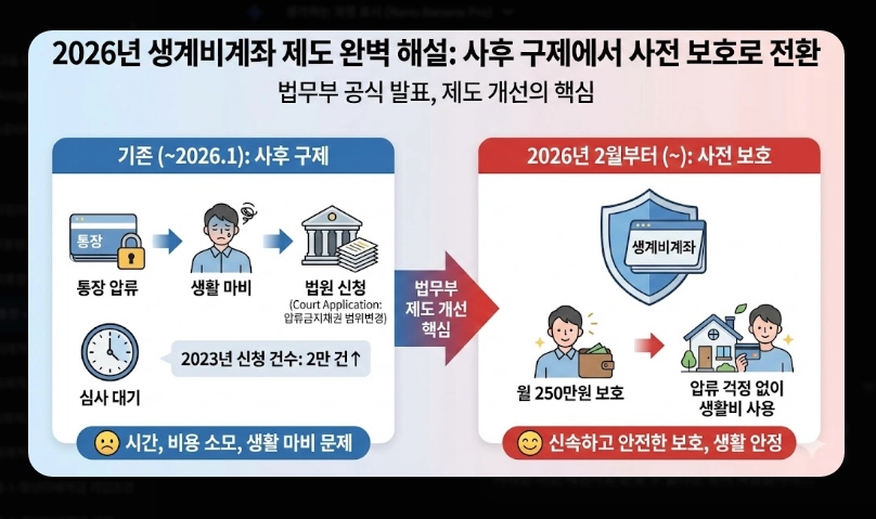 일반통장 vs 압류방지통장 차이 보호 금액 및 개설 조건 비교표 (2026년)