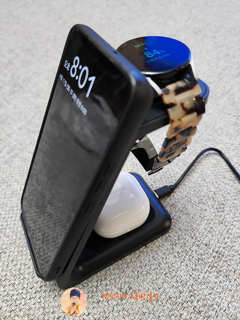 무선 여행용 충전기, 삼성 갤럭시 S23 S22 울트라 워치 6 5/4 액티브 1 2 버즈 2 프로 프로 프로 고속 충전 스테이션, 3 인 1, 30W