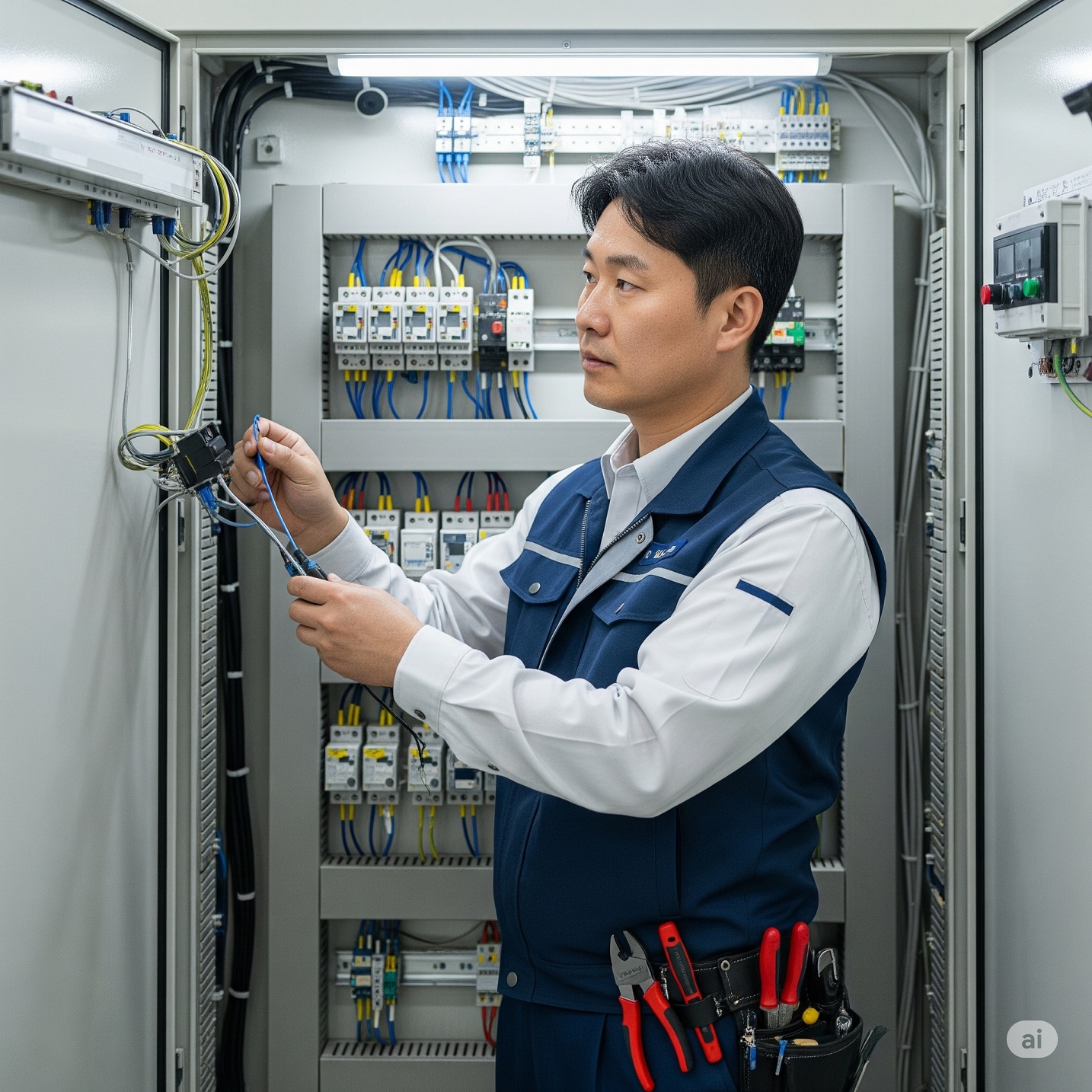 전기기사가 일하는 모습