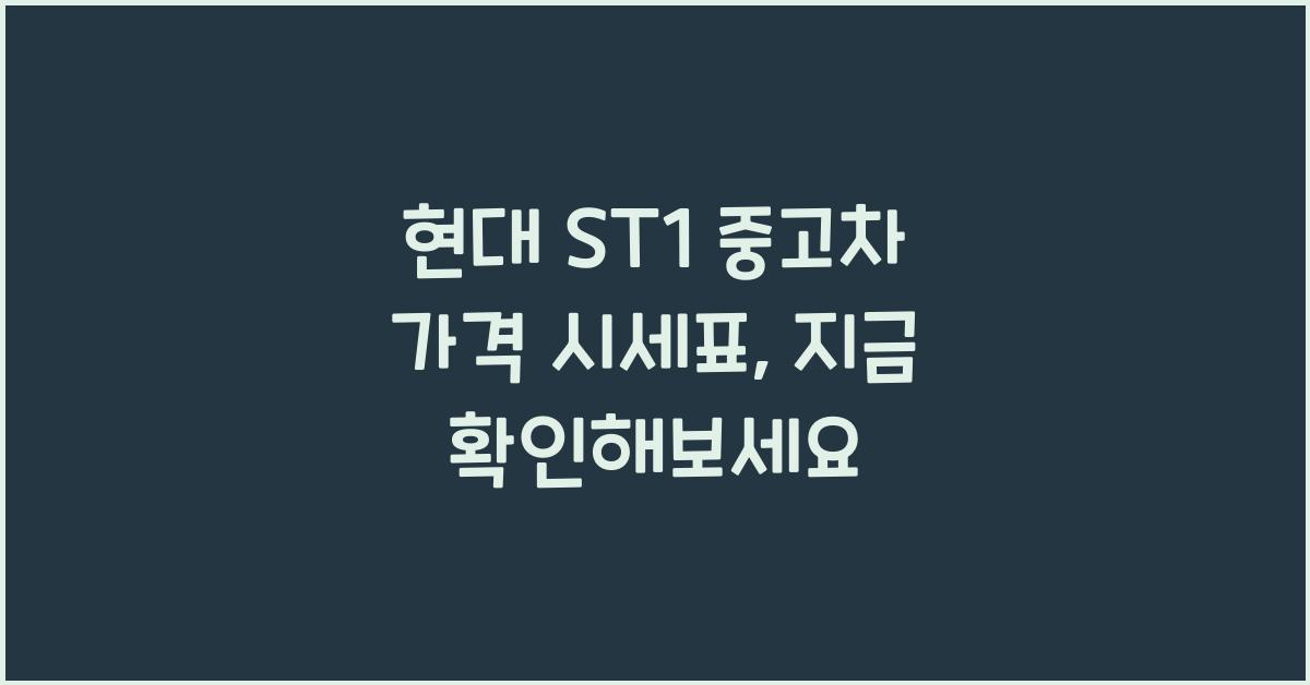 현대 ST1 중고차 가격 시세표