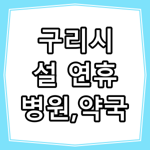 구리시 설 연휴 문 여는 병원과 약국 알아보기