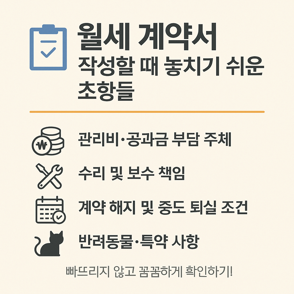 월세 계약서 작성할 때 놓치기 쉬운 조항들