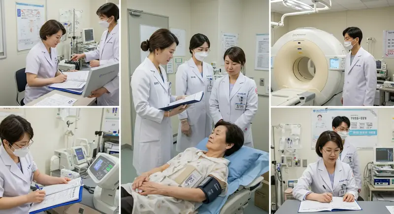 건강검진을 진행 중인 의료진과 환자의 모습, 2025년 국가건강검진 진료 현장