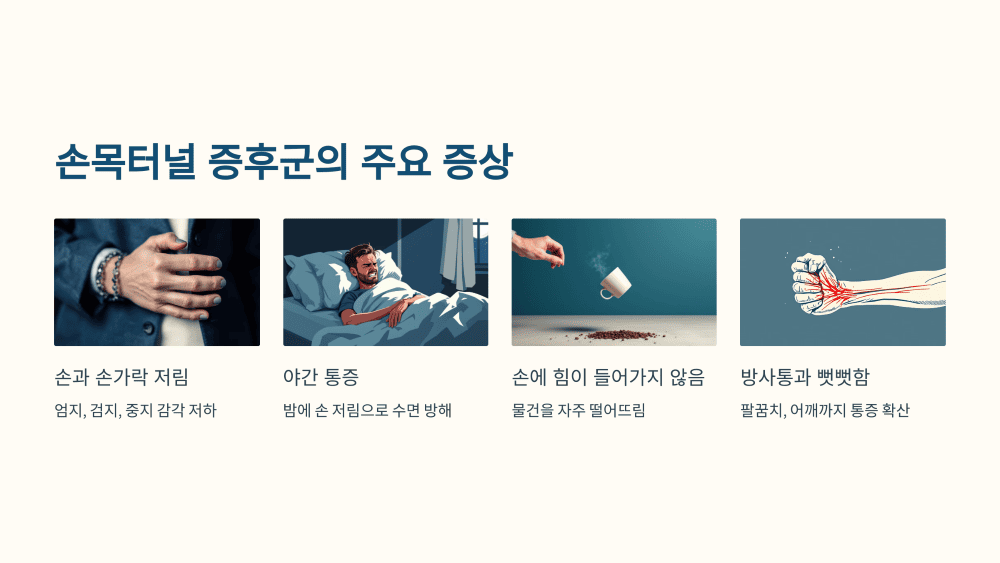 손목터널 증후군의 주요 증상