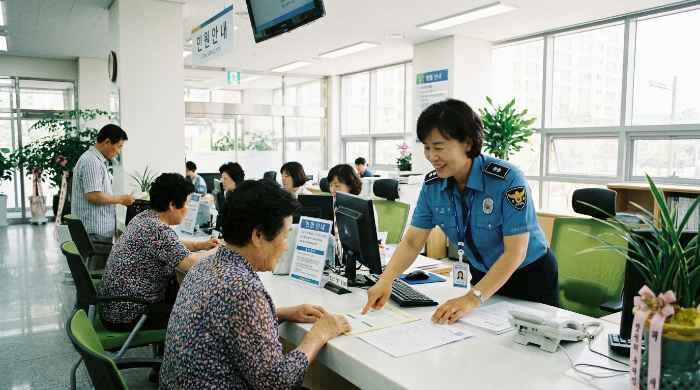 경남도민연금 신청 자격을 상담받는 모습