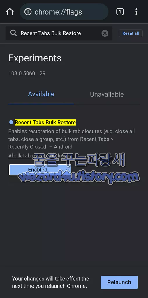 Recent Tabs Bulk Restore