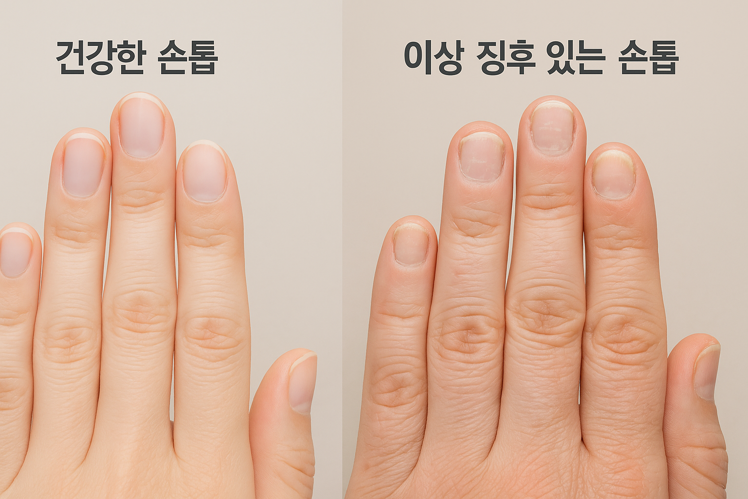 건강한손톱vs이상징후 있는 손톱 비교