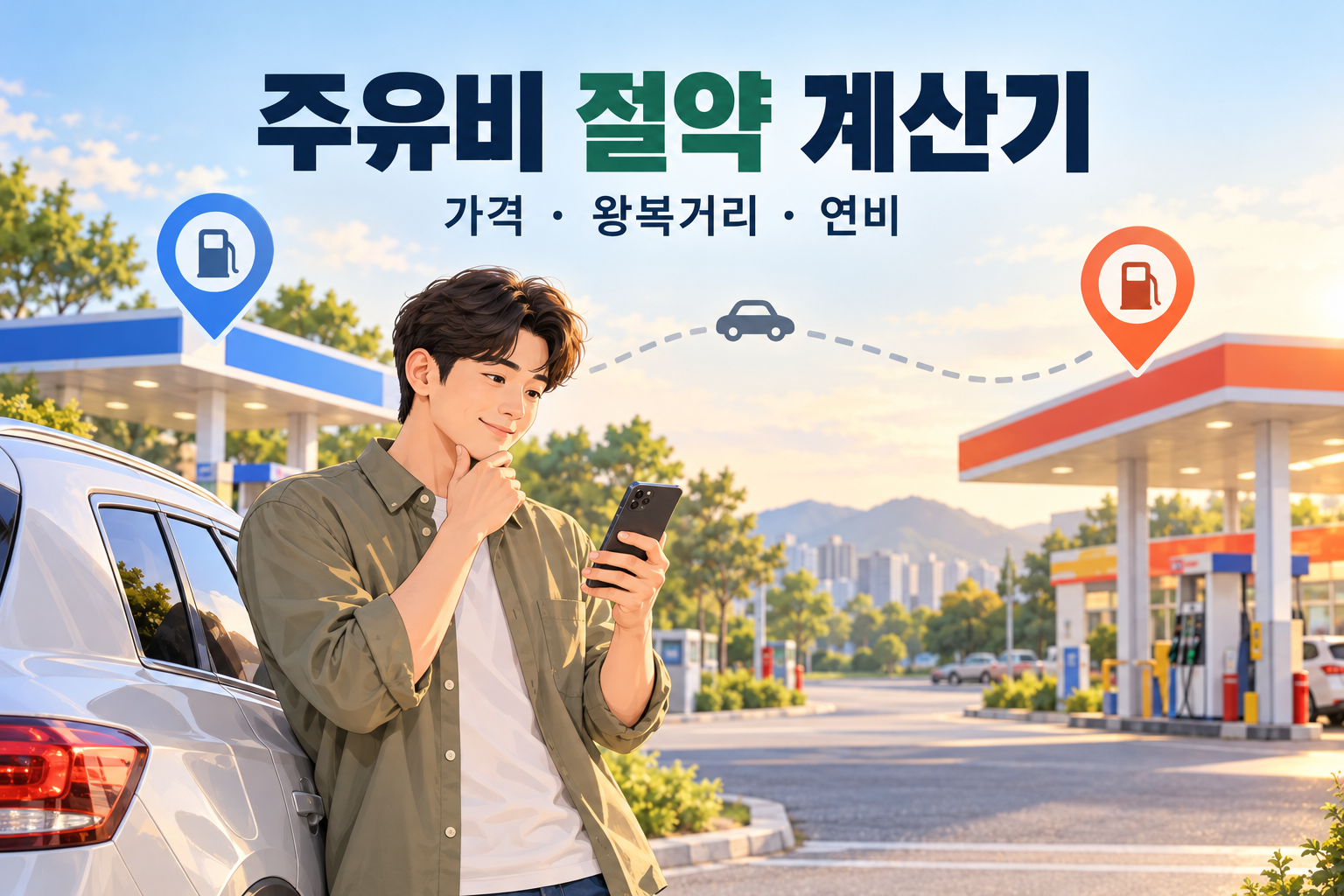 싼 주유소 찾아가면 이득일까? - 가격 차이&middot;왕복 거리&middot;연비 넣는 주유비 절약 계산기