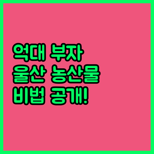 아따, 울산 농산물로 억대 부자 되는..