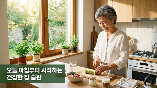 변비 해결 건강한 장 식단 개선 희망 마무리 이미지