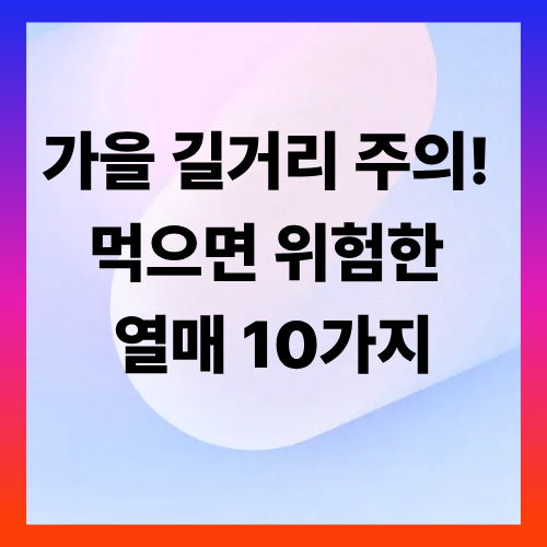 가을·산책 중 조심! 먹으면 독이 될 수 있는 열매 10가지