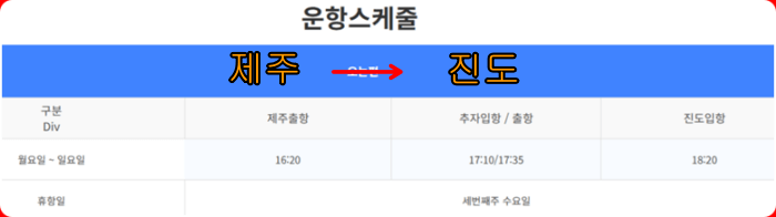 제주에서 진도 배시간표