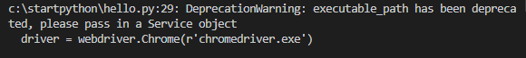 webdriver DeprecationWarning 오류