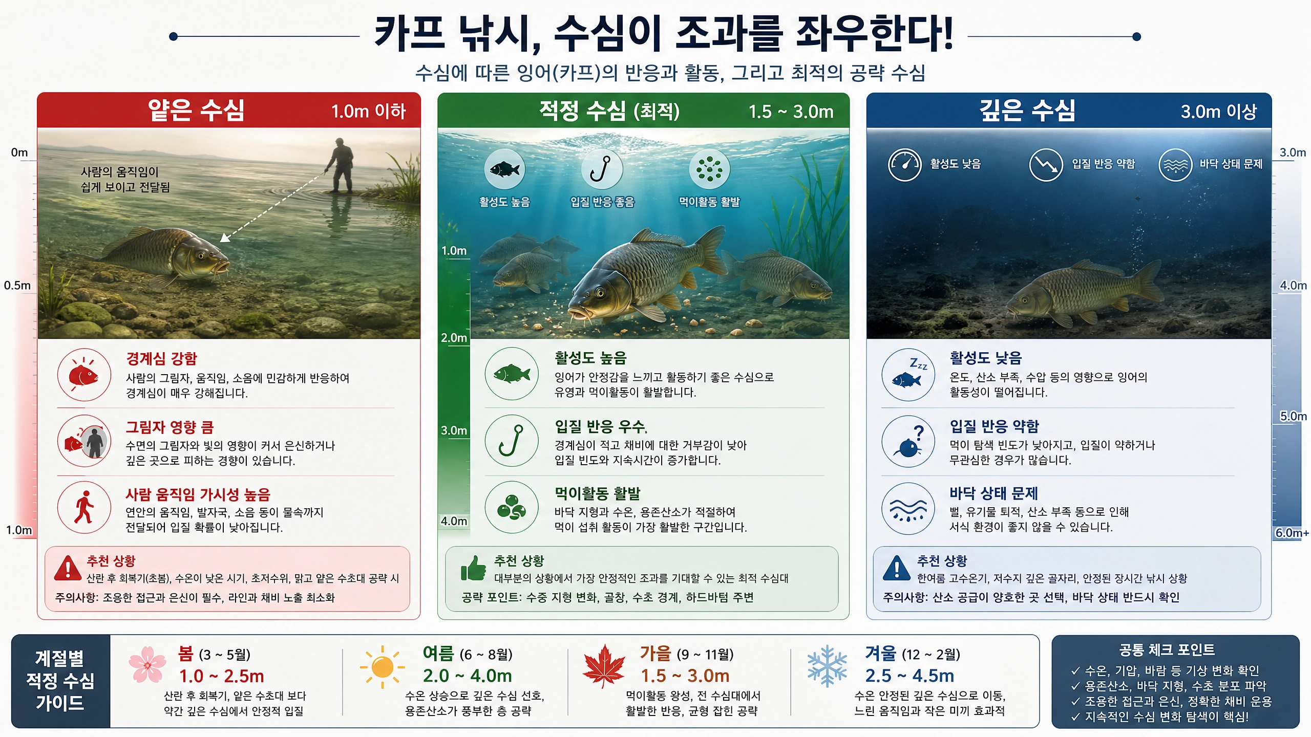 얕은수심vs적정수심vs깊은수심 비교