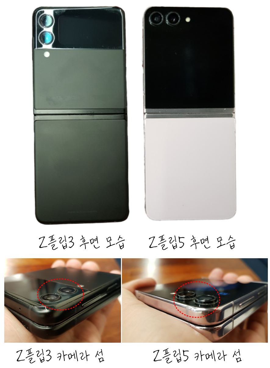 Z플립3과-Z플립5-그립력-차이를-발생하는-구조-비교-사진