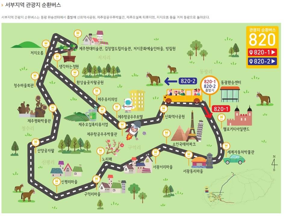 제주-서부지역-관광지-순환번스-노선