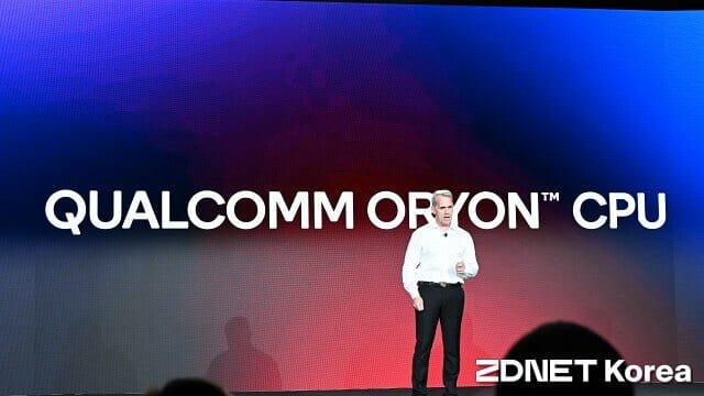 2022년 퀄컴 새 CPU 아키텍처 명칭 '오라이온'을 공개하는 제럴드 윌리엄스 퀄컴 수석 부사장.