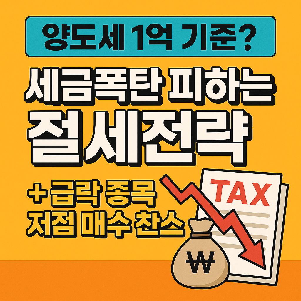 📉 양도세 1억 기준? 세금폭탄 피하는 절세전략 + 급락 종목 저점 매수 찬스