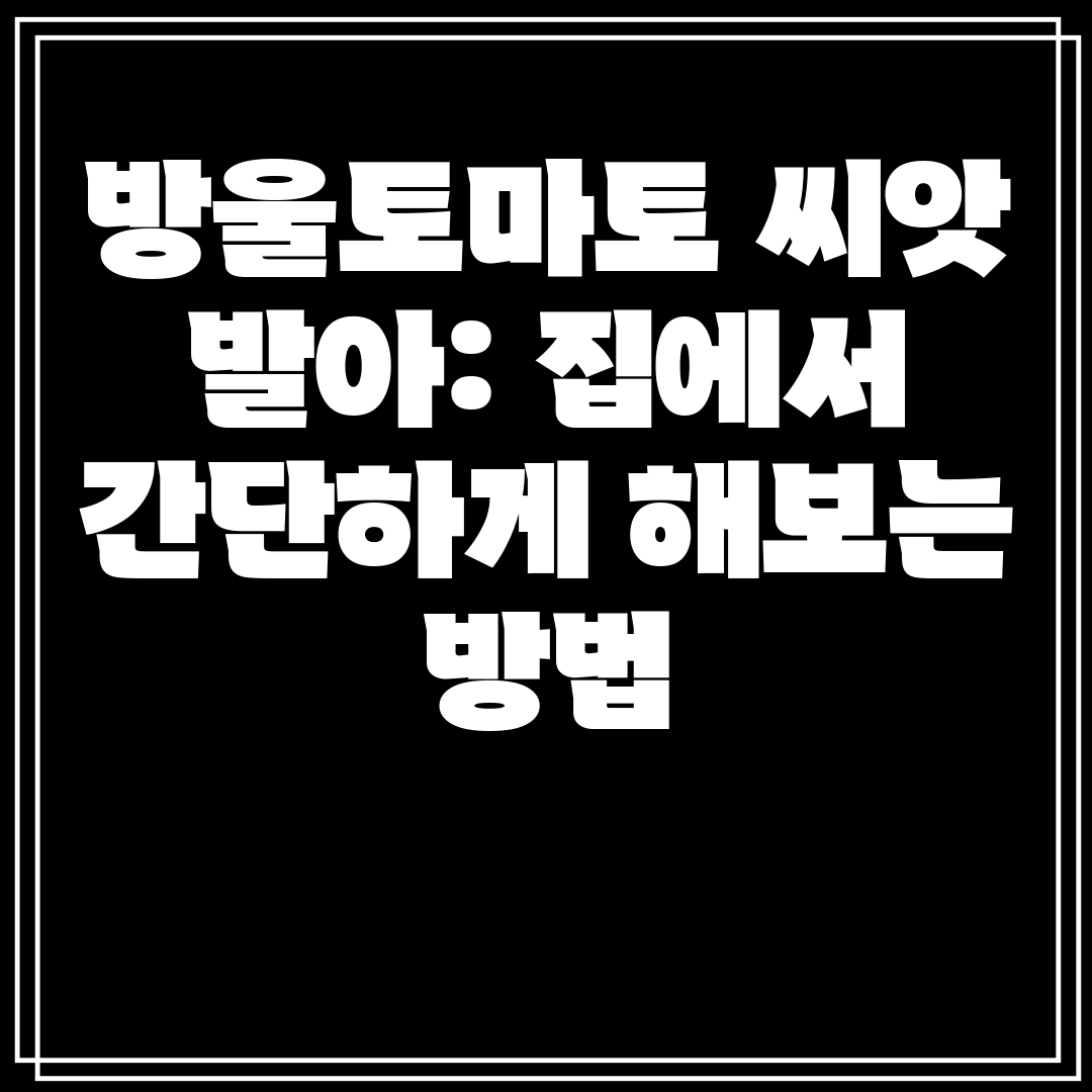 방울토마토씨앗발아집에서간단하게해보는방법