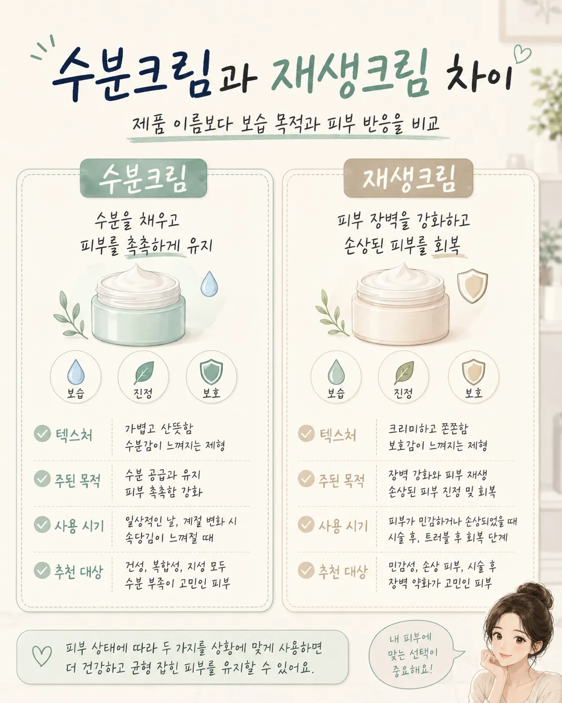 수분크림과 재생크림 차이
