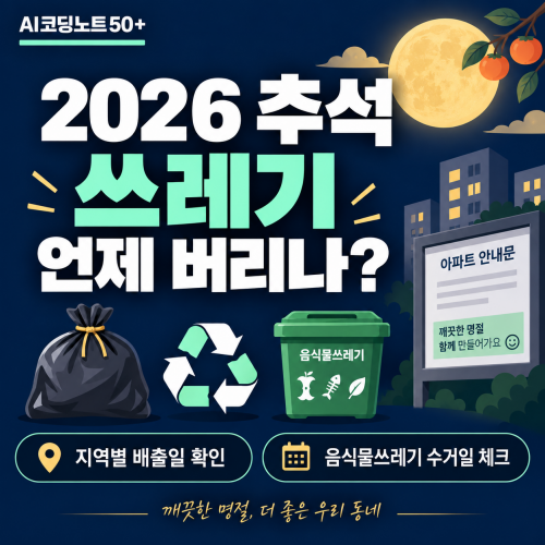 2026 추석 쓰레기 언제 버리나 지역별 배출일 확인 음식물쓰레기 수거일 체크