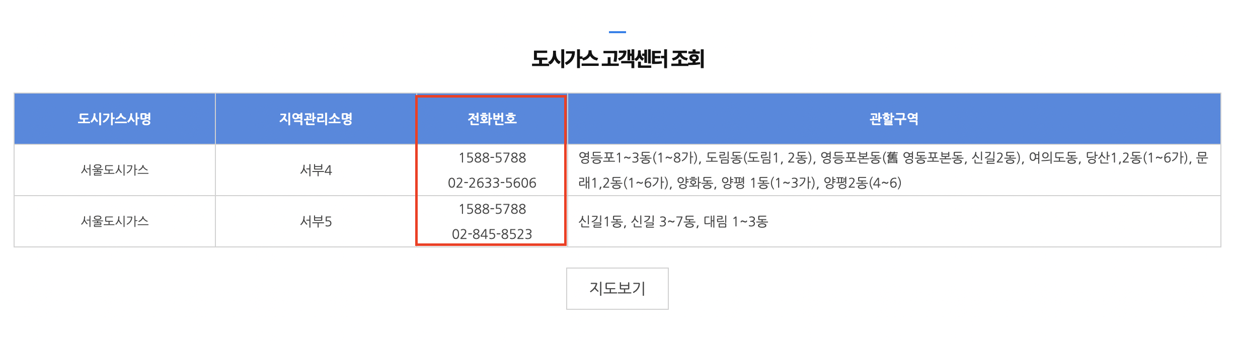 도시가스 고객센터