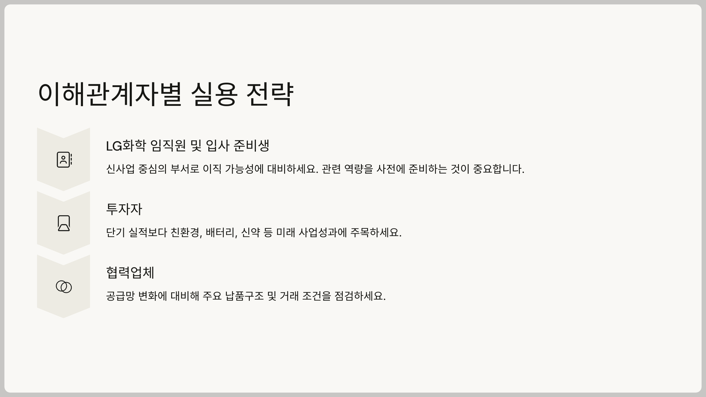 이해관계자별 실용 전략
