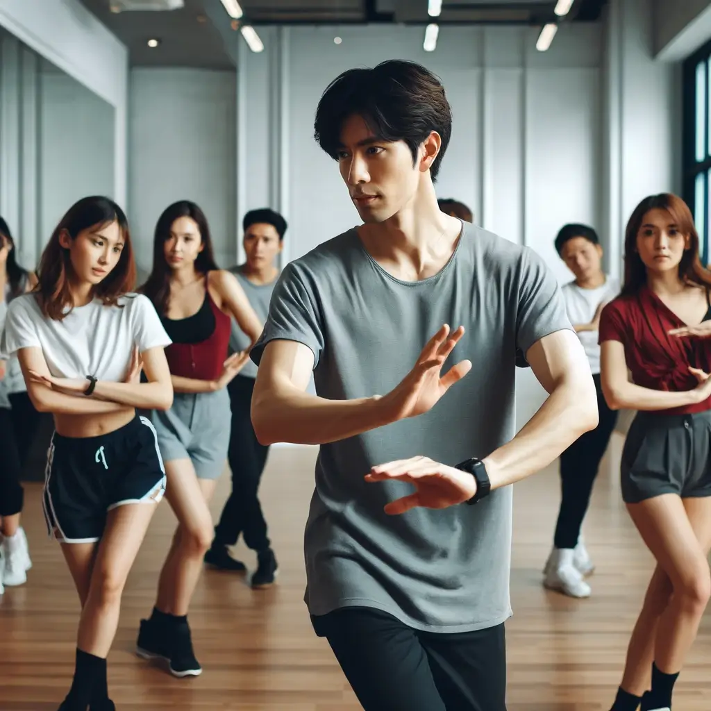 K-Pop 업계 경험을 갖춘 전문 댄스 강사가 댄스 수업을 진행하는 모습입니다.