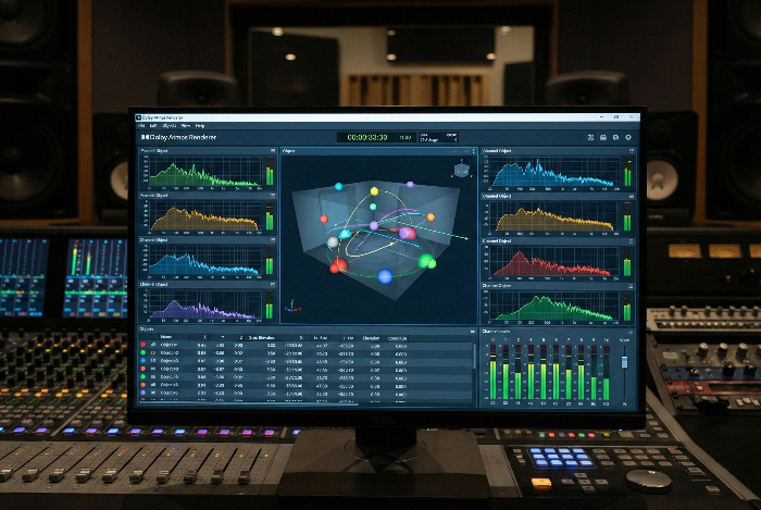 전문가용 DAW 소프트웨어 내 돌비 애트모스 믹싱 인터페이스