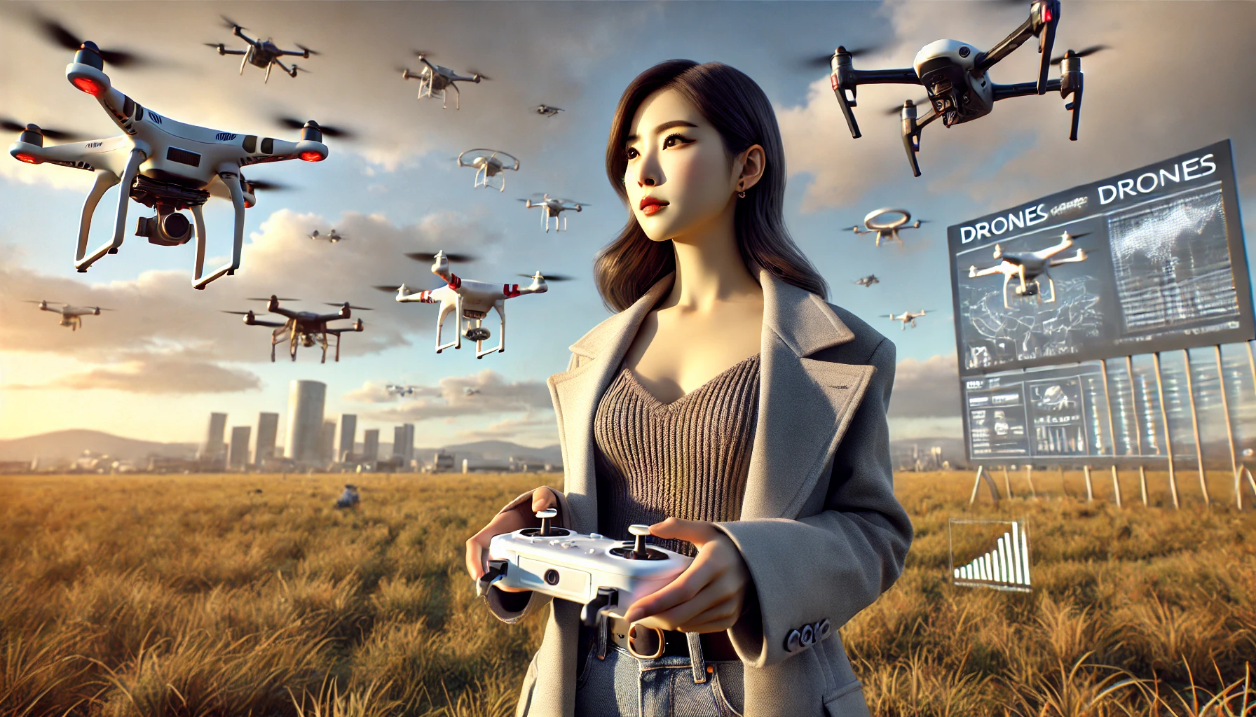 드론을 날리고 있는 이미지