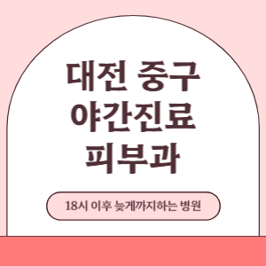 대전 중구 야간진료 늦게까지 하는 피부과 병원 (18시 이후 늦게까지하는 병원)