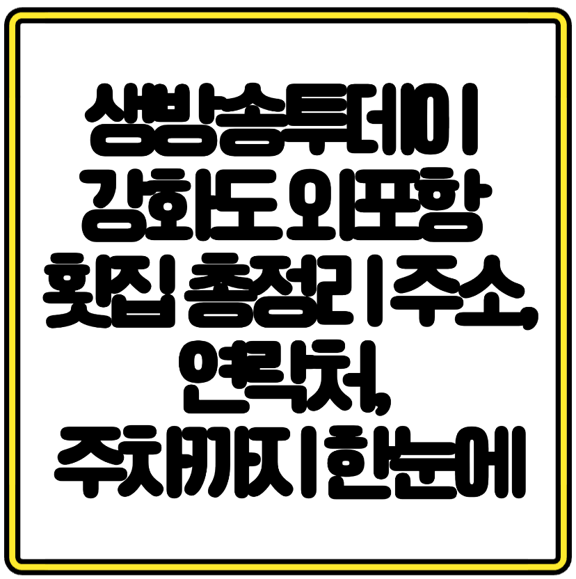 생방송투데이 강화도 외포항 횟집 총정리 주소, 연락처, 주차까지 한눈에