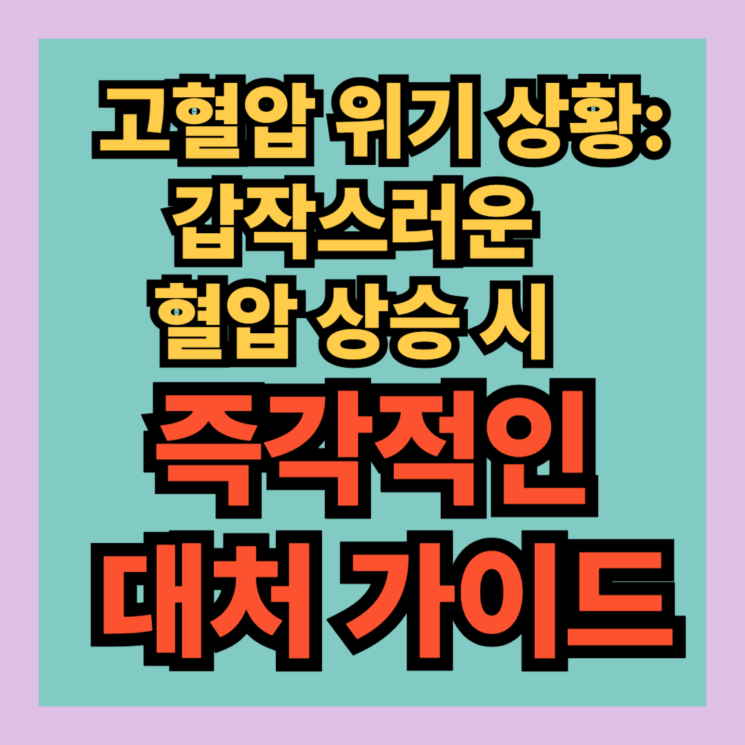 고혈압 위기 상황: 갑작스러운 혈압 상승 시 즉각적인 대처 가이드