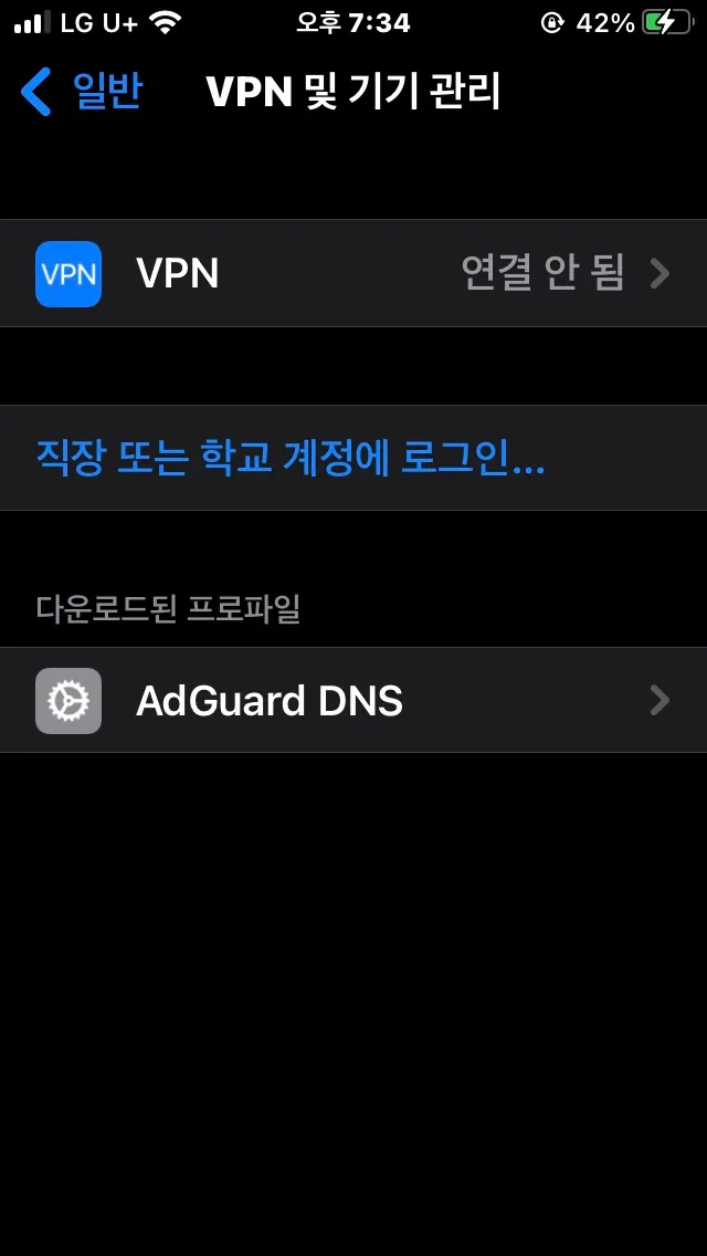 다운로드한 AdGuard DNS 선택