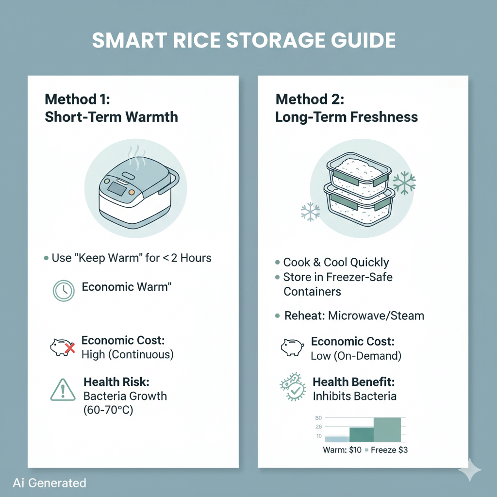 전기밥솥 보온과 냉동 보관 방법 비교 가이드: 2시간 이내 보온 권장 및 냉동 보관의 경제성과 위생적 장점 요약