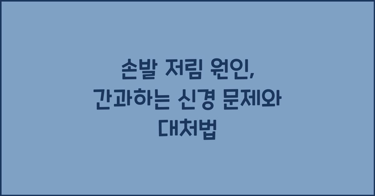손발 저림 원인
