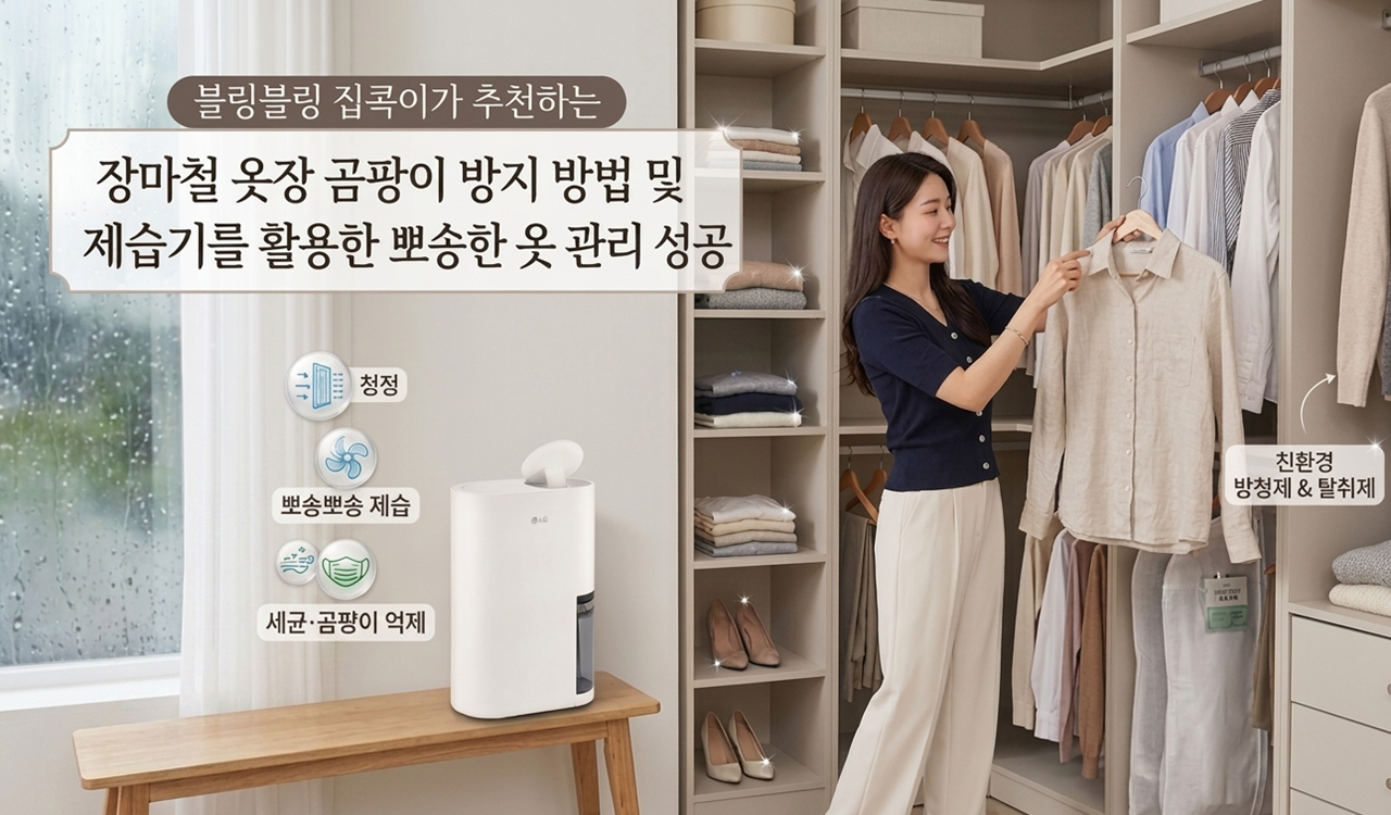 장마철 옷장 곰팡이 예방을 위한 효율적인 제습기 사용 위치와 실내 관리법