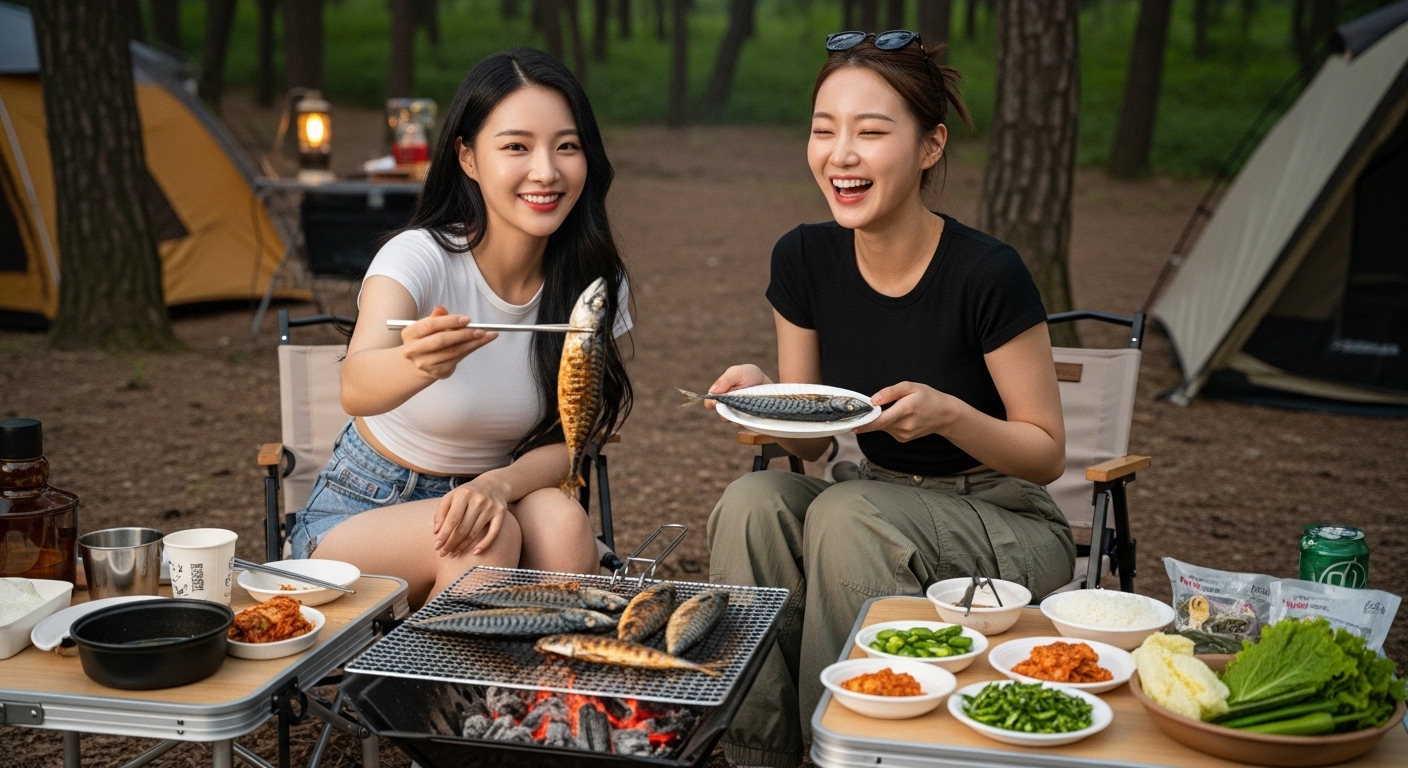 전어구이를 먹는 여자들